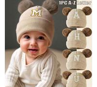 Shein 1 pieza Gorro de punto con letras A-Z para recién nacido, gorro de punto para niños, gorro para bebé niño niña, 0-3 años, regalo de cumpleaños para in