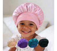 Shein 1 pieza Gorro de satén de ala ancha elástico para niños, gorro elástico para protección del cabello, diseño ultra suave y transpirable