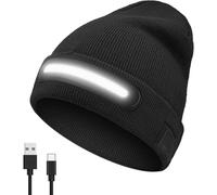 Shein 1 pieza Gorro sin ala con luces, gorro con linterna unisex, gorro de punto cálido con 40 cuentas LED, gorro con linterna frontal recargable por USB co
