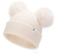 Shein 1 pieza Gorros de bebé con pompones - Gorros de invierno de punto térmico súper suaves para niños pequeños y niños (0-2 años), gorras de doble bola, e