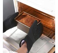 Shein 1 pieza Guante de horno de silicona negro resistente al calor de dos dedos, antideslizante y resistente a las quemaduras, para cocinar, hornear y BBQ,