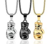 Shein 1 pieza Guantes de boxeo de fitness retro puestos, collar colgante de movimiento de moda punk de titanio swagger