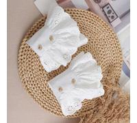 Shein 1 pieza Guantes de mujer de color blanco sólido, estilo coreano con adorno de encaje calado, que combina bien con suéteres/camisas, decoración versáti