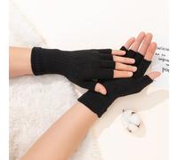 Shein 1 pieza guantes sin dedos de invierno negro liso minimalista