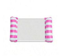 Shein 1 pieza Hamaca inflable con malla para piscina - Tumbona para adultos a rayas para vacaciones, fiestas y relajación, en colores rosa, amarillo, blanco