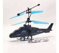 Shein 1 pieza Helicóptero de dron Mi-24 azul y negro controlado por control remoto, con sensor inteligente, recargable, aeronave de vuelo con LED para fiest