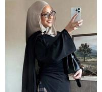 Shein 1 pieza Hijab de estilo bohemio con estampado degradado en blanco y negro para mujer, chal/bufanda suave y a prueba de viento para estilo callejero, a