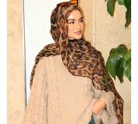 Shein 1 pieza Hijab de mujer con estampado de leopardo bohemio, pañuelo ligero y transpirable, adecuado para uso diario como accesorio para abaya, velo para