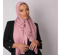Shein 1 pieza Hijab de mujer de modal sólido, jersey suave con adorno de volantes, pañuelo decorativo para mujeres, adecuado para uso diario en estilo árabe