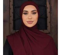 Shein 1 pieza Hijab de mujer de unicolor clásico, elegante bufanda de punto casual, chal de tela de modal suave, turbante largo adecuado para la vida diaria