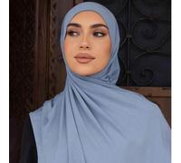 Shein 1 pieza Hijab minimalista y clásico de unicolor para mujer, elegante pañuelo casual con flecos, pañuelo de modal de punto de calidad, turbante largo a