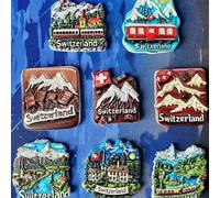 Shein 1 pieza Imán de nevera con Hito de Suiza, Chocolate suizo 3D de resina, Tren alpino y Chalé de montaña, Recuerdo de Berna, Decoración de hogar y ofici