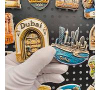 Shein 1 pieza Imán de nevera de Dubái, Doha, Riad y Kuwait, imán de nevera creativo 3D de resina de Oriente Medio, Emiratos Árabes Unidos, Qatar, Arabia Sau