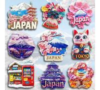 Shein 1 pieza Imán de nevera de resina 3D, recuerdo de viaje a Japón, con diseños de Monte Osaka, Kimono, Maneki Neko, Torii Gate de Kyoto, Flor de Cerezo d