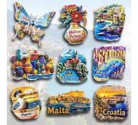 Shein 1 pieza Imán de nevera de resina con diseño del Mediterráneo que incluye Mónaco, Malta, Croacia, Argelia, Albania y Eslovenia, decoración de tarro de