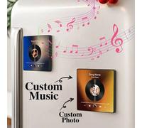 Shein 1 pieza Imán de refrigerador personalizado de álbum de música, imán de refrigerador, imán de álbum de fotos personalizable, reproductor de música pers