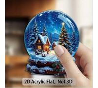 Shein 1 pieza Imán de refrigerador plano 2D de acrílico, señalización y adornos decorativos, diseño de paisaje nevado navideño, artesanía exquisita, adecuad