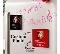 Shein 1 pieza Imán personalizado para refrigerador con álbum de música, imán personalizable para refrigerador con álbum de fotos, reproductor de música pers