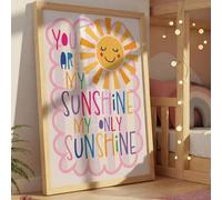 Shein 1 pieza Impresión en lienzo de arte con cita positiva "Eres mi sol", póster minimalista colorido para niños, pintura decorativa de sol lindo para habi