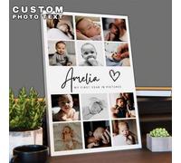 Shein 1 pieza Impresión en lienzo personalizada con foto & texto, Póster de lienzo personalizado, Arte de lienzo con información de nacimiento del bebé, Nom