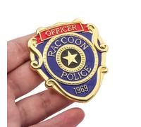 Shein 1 pieza Insignia de broche esmaltado con diseño único de la insignia del detective de Raccoon City, adecuado como regalo para el atuendo de fiesta de