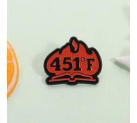 Shein 1 Pieza Insignia de esmalte del libro Fahrenheit 451, novela de ciencia ficción, obra maestra de Ray Bradbury, broche de solapa, regalo para amigos