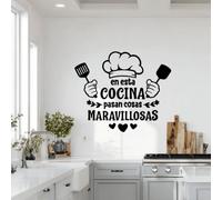 Shein 1 Pieza Inspiradora Pegatina de Pared Mágica Española para la Cocina - Cita de Cocina Vinilo Adhesivo para Chefs de Casa, Comedor, Despensa y Decoraci