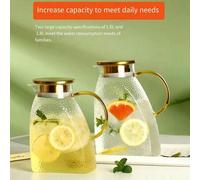 Shein 1 pieza Jarra de agua de refrigerador con textura martillada, jarra de agua fría de vidrio borosilicato de gran capacidad para la puerta lateral del r