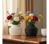 Shein 1 pieza Jarrón cerámico de diseño estilo vintage Wabi-Sabi, con diseño ligero y portátil, adecuado para múltiples escenas, ornamentos y decoración