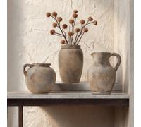 Shein 1 pieza Jarrón de cerámica artesanal de estilo antiguo Wabi Sabi, corto y grueso, de cerámica rústica, adecuado para la decoración de estilo japonés,