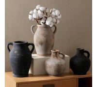 Shein 1 pieza Jarrón de cerámica con diseño de estilo Wabi-Sabi con asa, diseñado para poder llenarse de agua y arreglar floreros, adecuado para decorar en