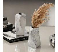 Shein 1 PIEZA Jarrón de cerámica plateado retorcido adecuado para dormitorio, balcón, aseo, escritorio y otros adornos decorativos para el hogar, decoración