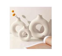 Shein 1 pieza Jarrón de plástico blanco, jarrón moderno para decoración minimalista, jarrones de flor de pampa redondos opacos para decoración del hogar, bo