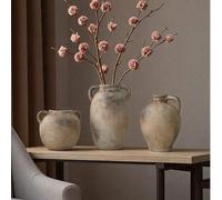 Shein 1 pieza Jarrón rústico de estilo vintage wabi-sabi, corto y grueso, adecuado para la decoración de arte de posada de estilo japonés, arreglo floral de