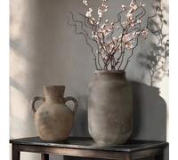 Shein 1 pieza Jarrón rústico de estilo vintage wabi-sabi, corto y grueso, adecuado para la decoración de arte de un ryokan japonés, arreglos florales de gra