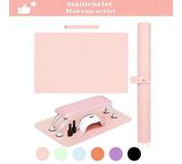 Shein 1 pieza Juego de alfombrilla de escritorio y alfombrilla de ratón extra grande, organizador de esmalte de uñas plegable y lavable de piel de PU con re