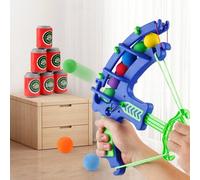 Shein 1 pieza Juego de arco y flecha de color azul con bolas de goma espuma, set de tiro con diana de EVA para uso interior/exterior para niños de 3 a 6 año
