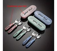 Shein 1 pieza Juego de cuchara y cubiertos lindos para jóvenes -- [Personalizado] Nombre y texto, diseño de dibujos animados, adecuado para preescolar y jar