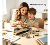 Shein 1 pieza Juego de juguete de vehículo de misiles blindado para niños con pequeños soldados, avión, tanque, helicóptero, avión de combate, kit de juguet