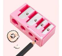 Shein 1 pieza Juego de lápiz delineador de ojos y cejas de 4 agujeros de alta gama en color rosa con sacapuntas, soporte multifuncional portátil conveniente