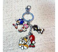 Shein 1 pieza Juego de llaveros de esmalte con tema de anime Sonic, anillo de metal con personaje de juego clásico, colgante de Charm de bolsa de moda, adec