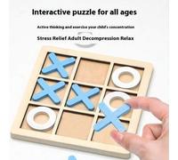 Shein 1 pieza Juego de mesa de lógica y pensamiento Tic Tac Toe con diseño de cruz y XO, de madera, de moda para el 2025 - Regalo de cumpleaños - Regalo de