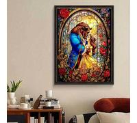 Shein 1 pieza Juego de pintura de arte con diamantes estilo princesa, nuevos encantos de dibujos animados de La Bella y la Bestia, juegos de manualidades de