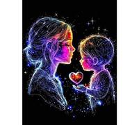 Shein 1 pieza Juego de pintura de diamantes 5D con tema del Día de la Madre "Amor de Madre", [30*40cm/11.8*15.7in] [40*50cm/15.7/19.7in], Adecuado para prin