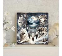 Shein 1 pieza Juego de pintura de diamantes de arte animal Kits de manualidades Pegatinas Fantasía Lobo y Atrapasueños Accesorios encantadores Juegos de mos
