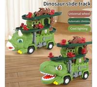 Shein 1 pieza Juguete de coche que sube escaleras con diseño de dinosaurio para niños, rueda de la fortuna eléctrica con dinosaurio deslizante, juguete de d