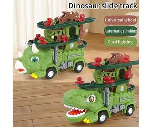 Shein 1 pieza Juguete de coche que sube escaleras con diseño de dinosaurio para niños, rueda de la fortuna eléctrica con dinosaurio deslizante, juguete de d