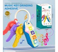 Shein 1 pieza Juguete de llave de coche para dentición de bebé, material de silicona suave, juguete de llave de coche realista con música/luz LED, múltiples