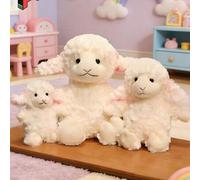 Shein 1 pieza Juguete de peluche de oveja linda con orejas esponjosas y suaves, muñeco de peluche de cordero blanco kawaii para niños y adultos - Cojín de p