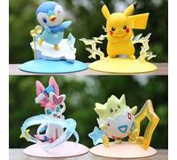 Shein 1 pieza Juguete de peluche de personaje de anime Pokémon, ya sea Eevee, Pikachu, Pingüino o Squirtle - Figuras coleccionables creativas de PVC, miniat